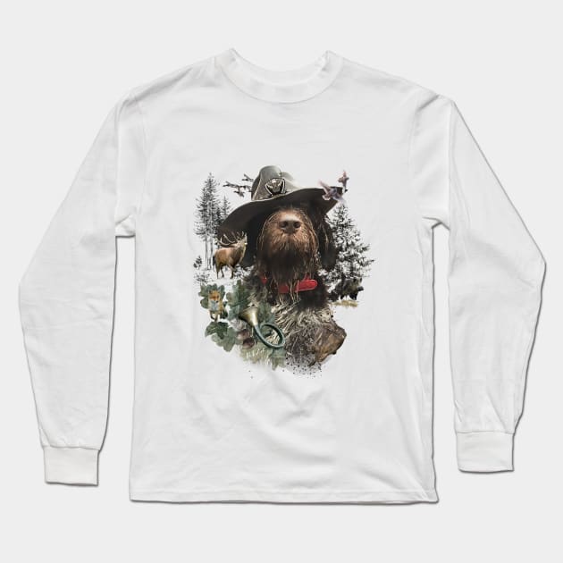 German Wirehaired Pointer , Hunting dog Long Sleeve T-Shirt by German Wirehaired Pointer 